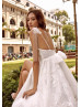 Bow Tulle Straps Ivory Lace Split Wedding Dress Bow Tulle Straps Ivory Lace Split Wedding Dress